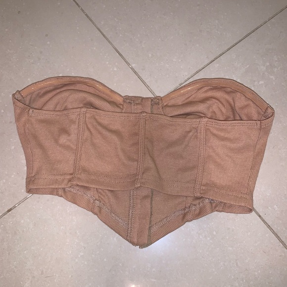 (6) SHEIN Tan Strapless Bandeau Corset Top - Picture 2 of 5